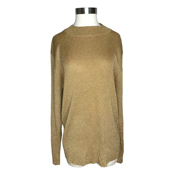 Lane Bryant Women's Gold Shimmer Sweater Size 38 - Picture 7 of 7